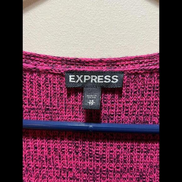 EUC Express Pink Black 3/4 Sleeve Hi Low Hem Sweater Tunic Top XS - Picture 3 of 3